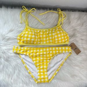 Daniel Cremieux 2-Piece Swimsuit Checkered Charmed Bikini Bottom & Top Large NEW
